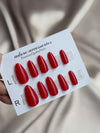 Almond shape red press on nails 24pcs